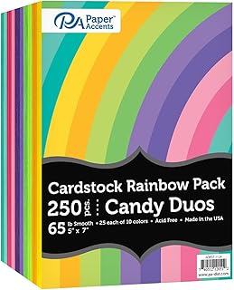 Rainbow 5"x7" Colored Cardstock Pack, 250 Sheets
