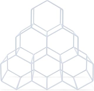 Honeycomb White Iron Wine Rack for Countertop or Storage
