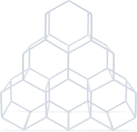 Honeycomb White Iron Wine Rack for Countertop or Storage