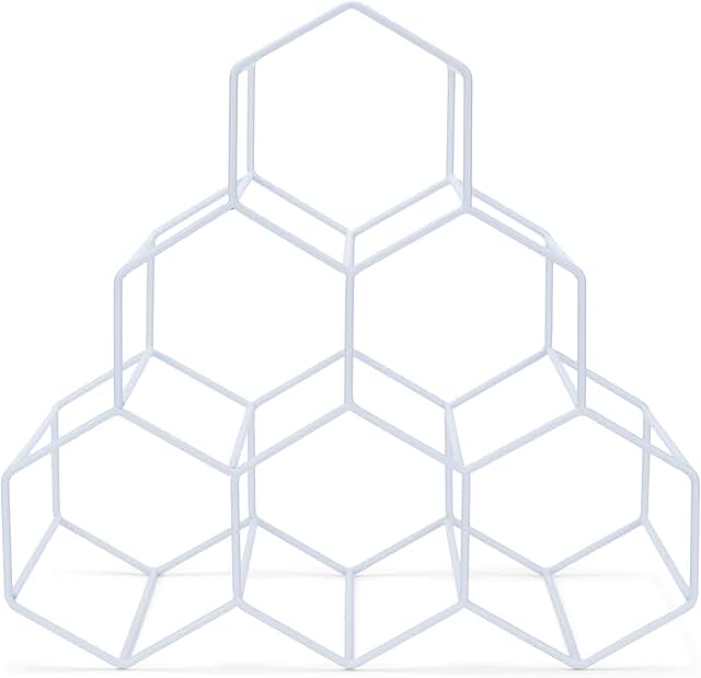 Honeycomb White Iron Wine Rack for Countertop or Storage