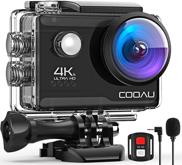 4K 20MP Waterproof Action Camera with Microphone and Remote
