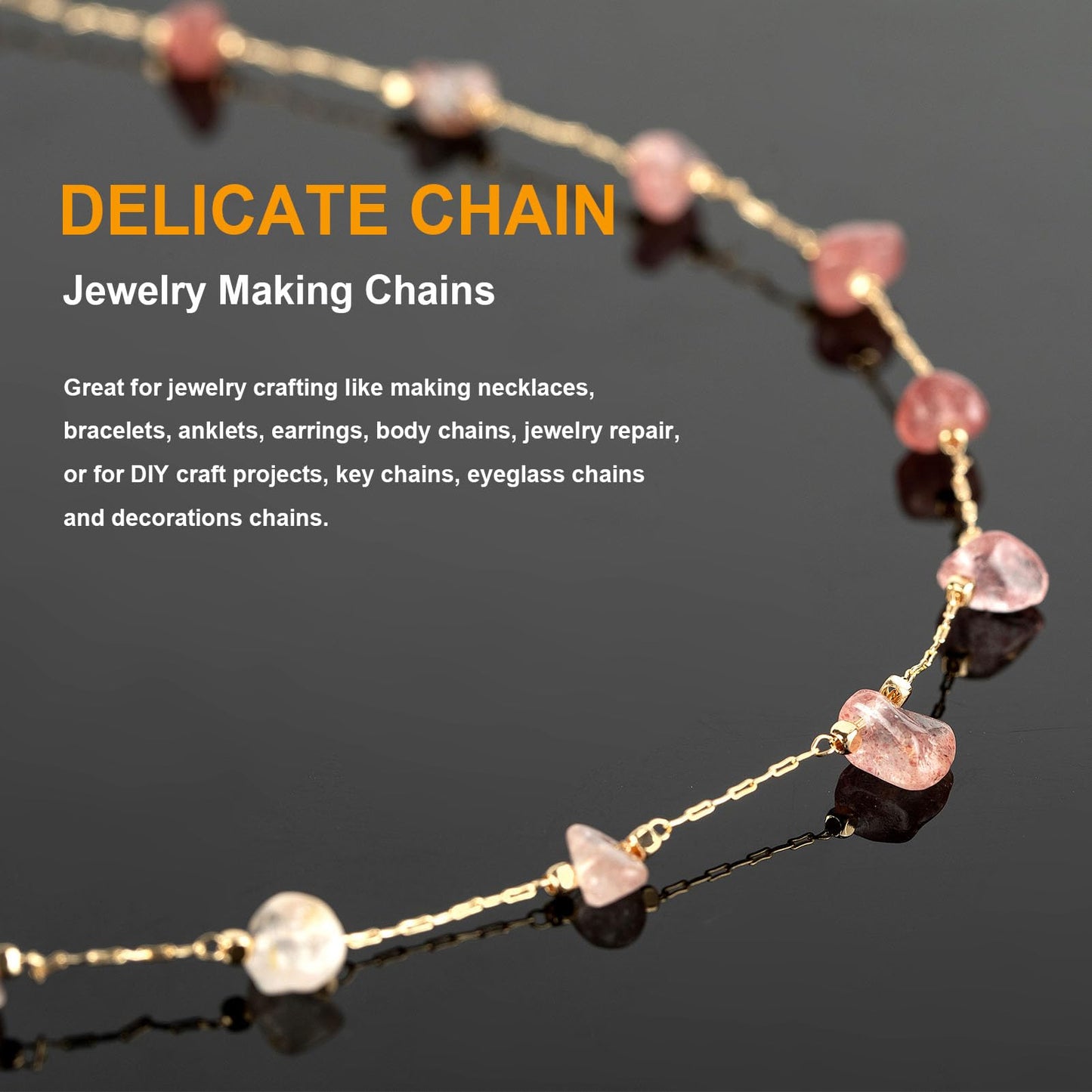 Natural Gemstone Jewelry Chain with Jump Rings and Clasps