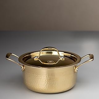 1-Liter Brass Cooking Pot with Lid