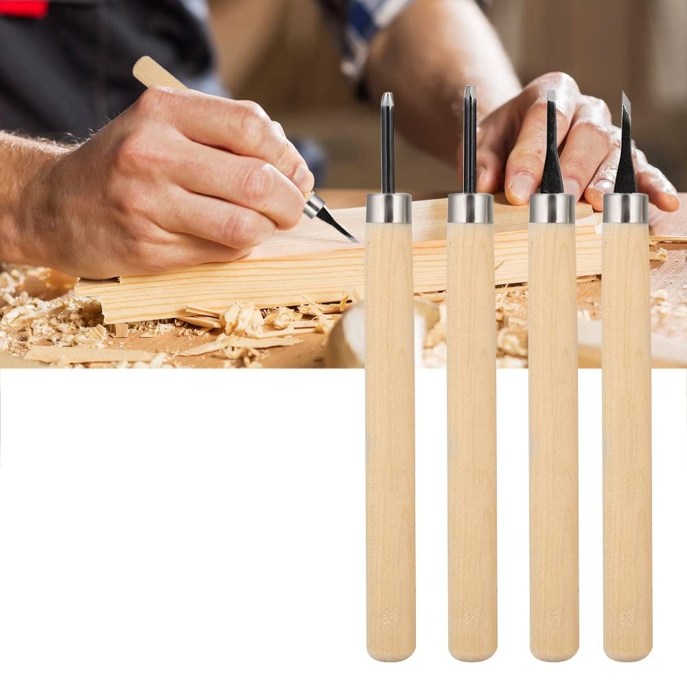 4-Piece Wood Carving Set with Knives and Sharpener
