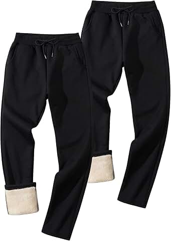 Two Men's Fleece-Lined Warm Sweatpants with Pockets