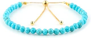 Blue Turquoise Beaded Bracelet, Handmade, 10 Inch