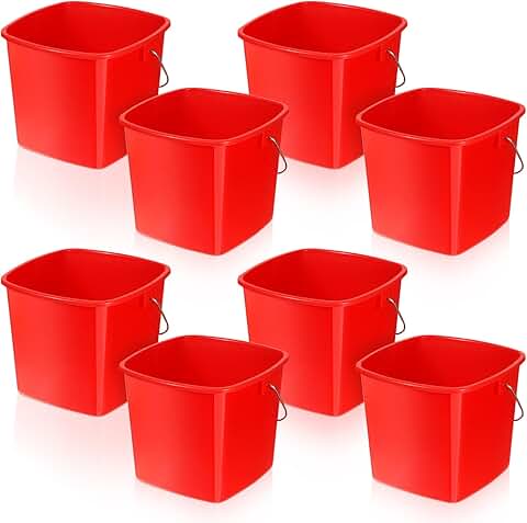Set of 8 small 3-quart square cleaning buckets