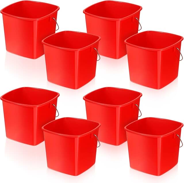 Set of 8 small 3-quart square cleaning buckets