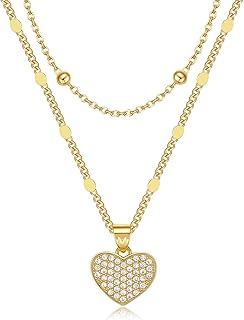 Gold Plated Heart Necklace Set with Zirconia for Women