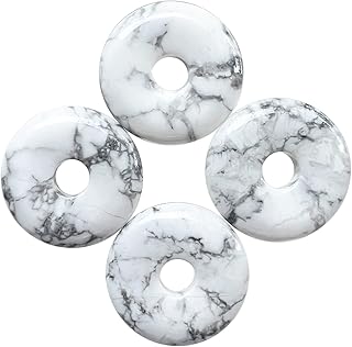 Set of four 30mm white howlite gemstone discs