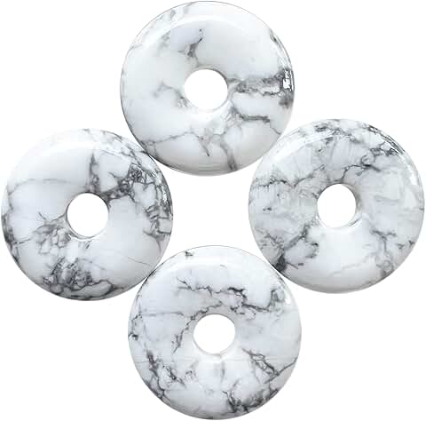 Set of four 30mm white howlite gemstone discs