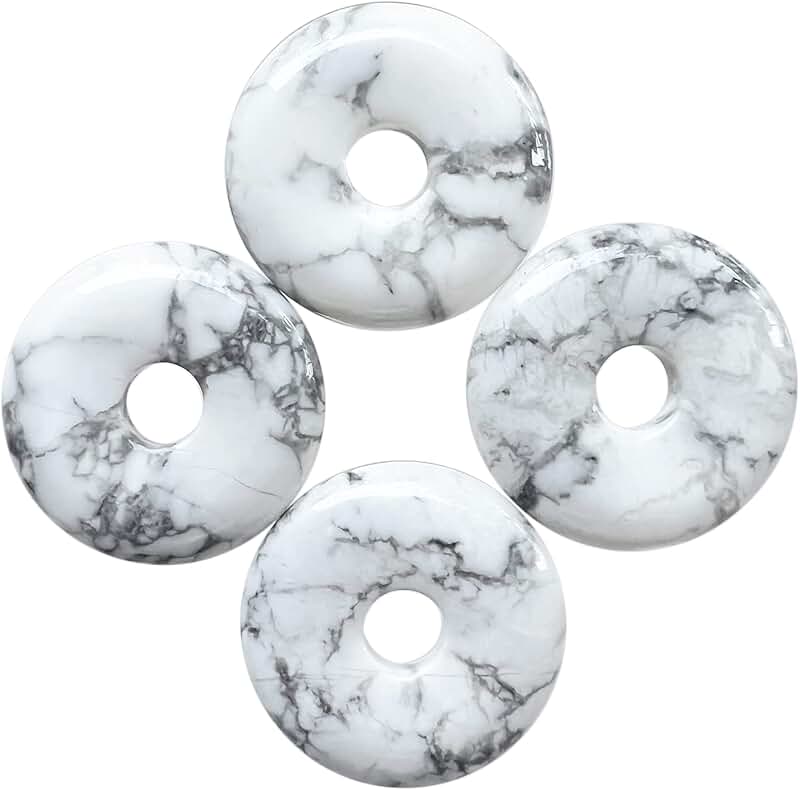 Set of four 30mm white howlite gemstone discs