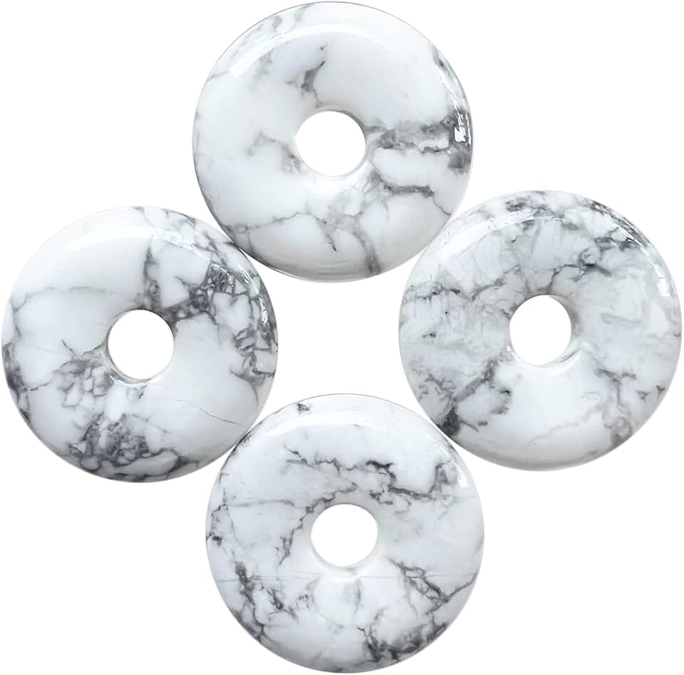 Set of four 30mm white howlite gemstone discs