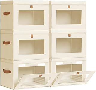 Set of 6 Large Collapsible Storage Bins with Lids