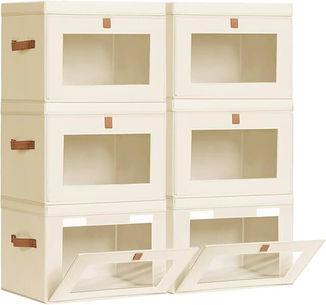 Set of 6 Large Collapsible Storage Bins with Lids