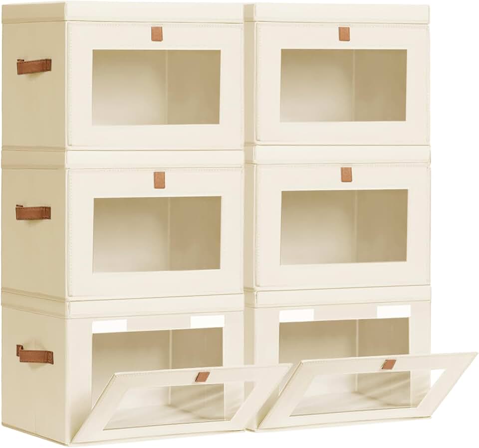 Set of 6 Large Collapsible Storage Bins with Lids