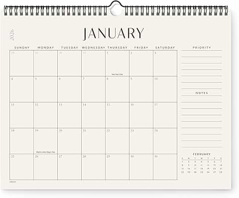 2026 Monthly Wall Calendar, 14.2x11.2 inches