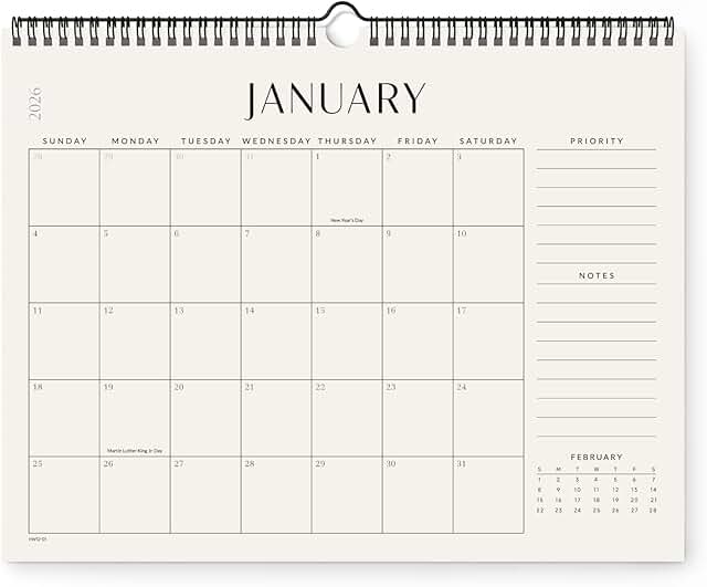 2026 Monthly Wall Calendar, 14.2x11.2 inches