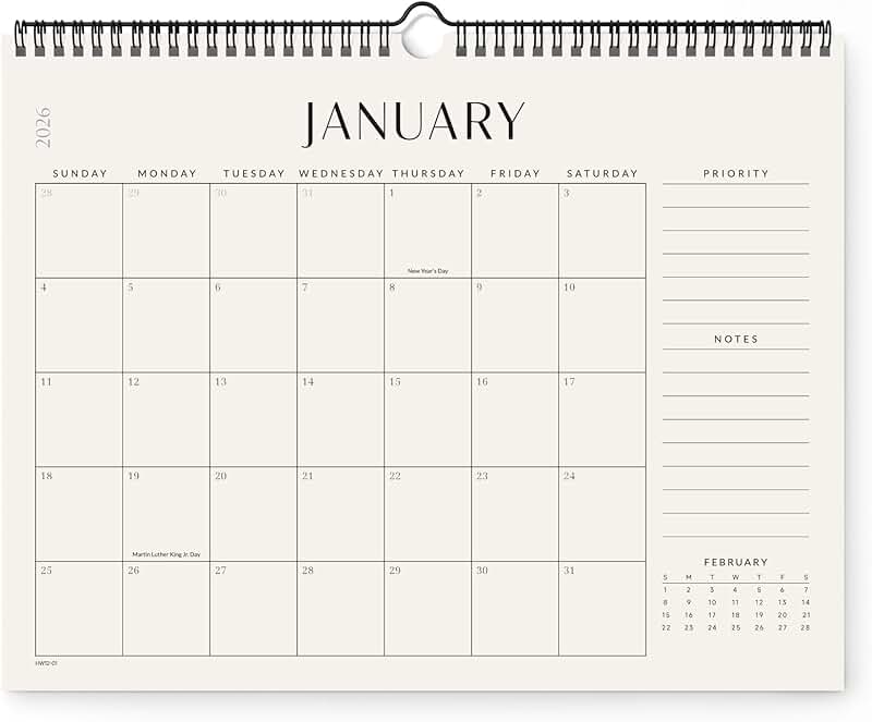 2026 Monthly Wall Calendar, 14.2x11.2 inches