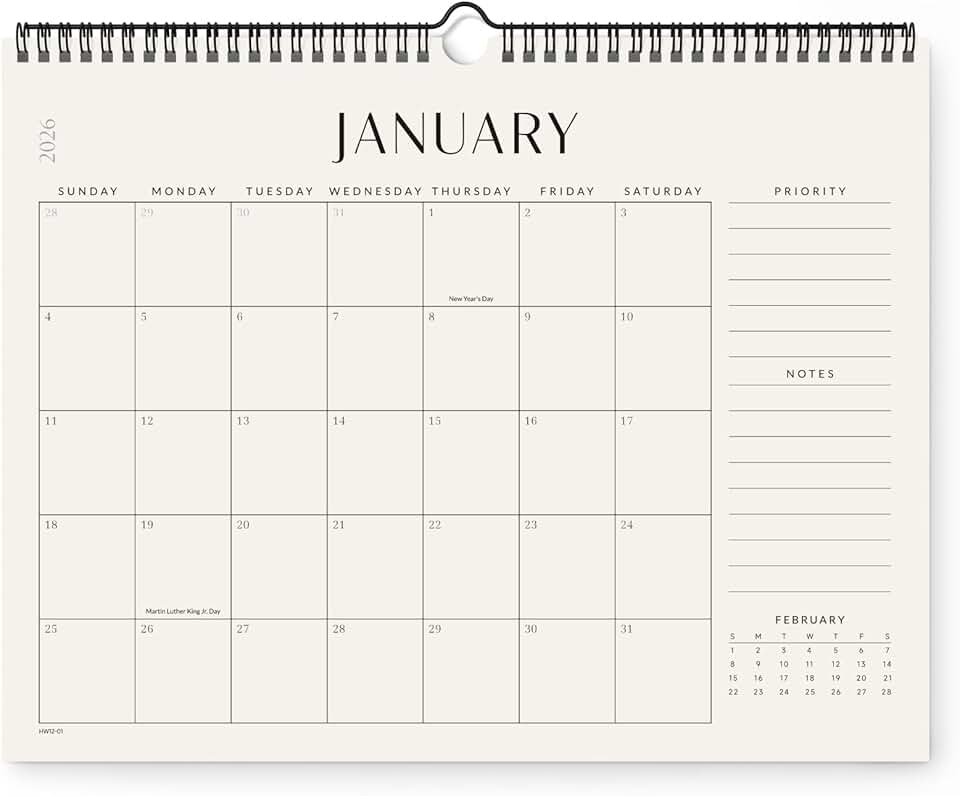 2026 Monthly Wall Calendar, 14.2x11.2 inches