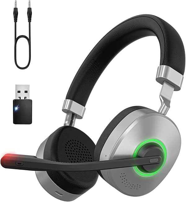 Wireless Bluetooth Headset with Microphone and 40-Hour Battery