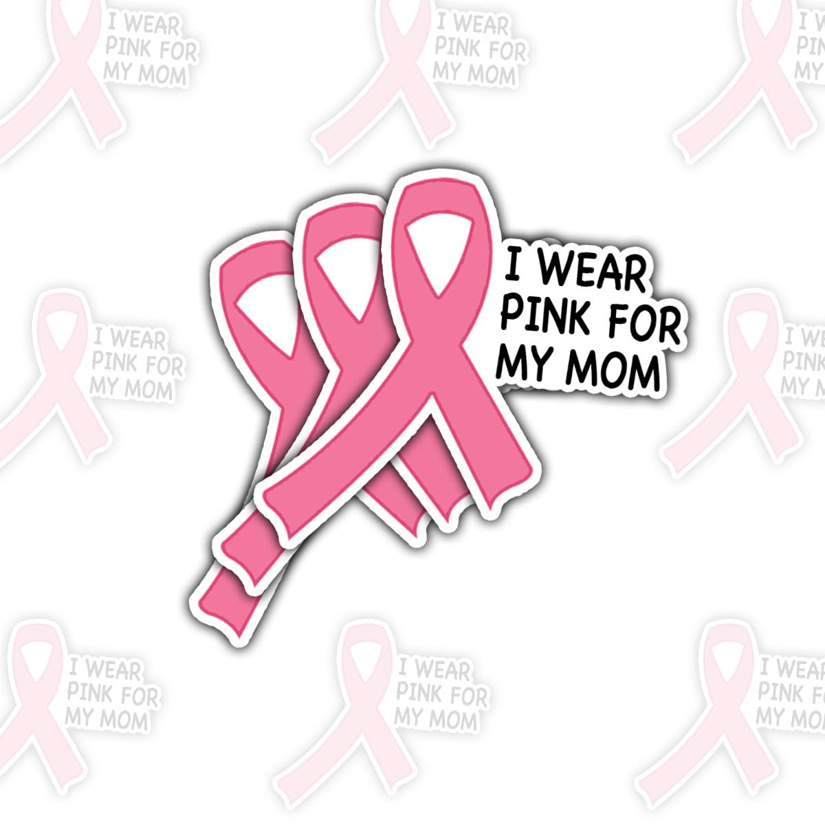 Set of three pink ribbon stickers for breast cancer awareness