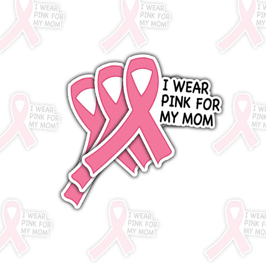 Set of three pink ribbon stickers for breast cancer awareness