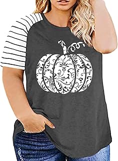 Plus Size Women's Halloween Pumpkin Floral T-Shirt