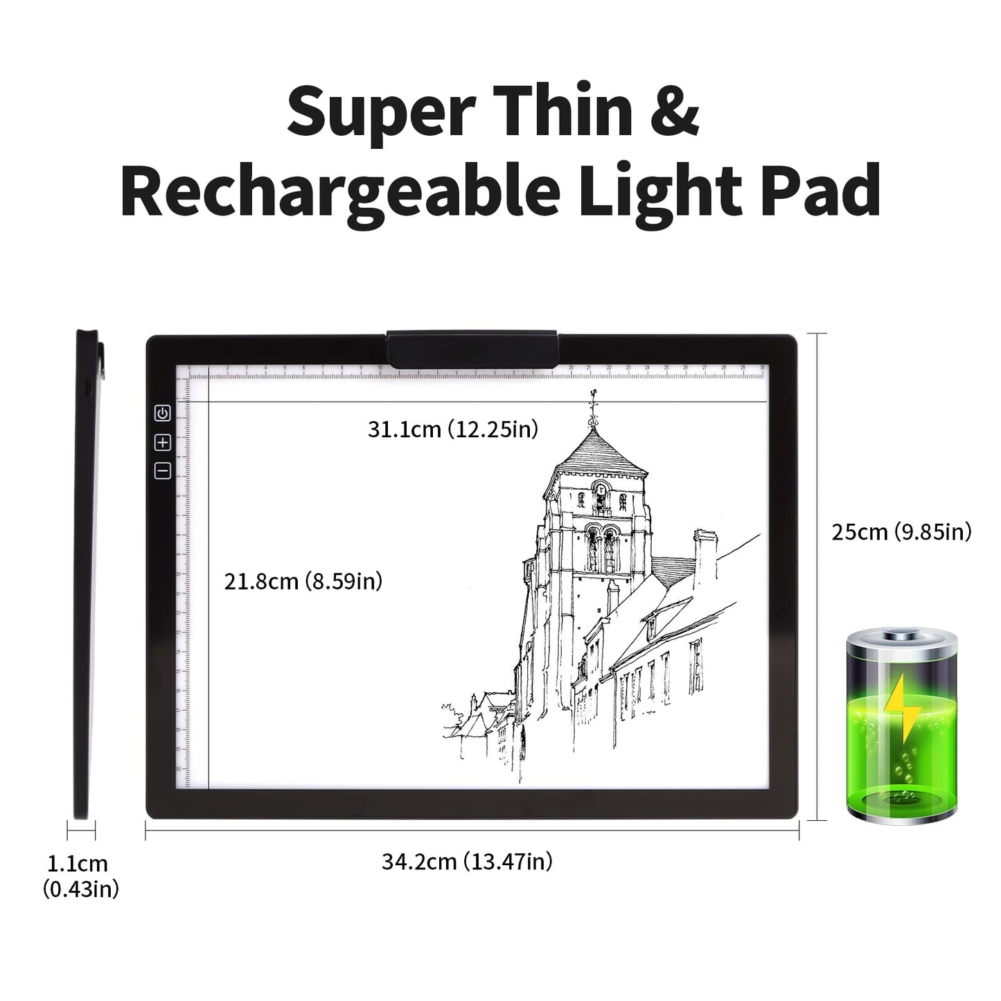 Wireless A4 LED Light Pad with Stand and Dimmable Brightness