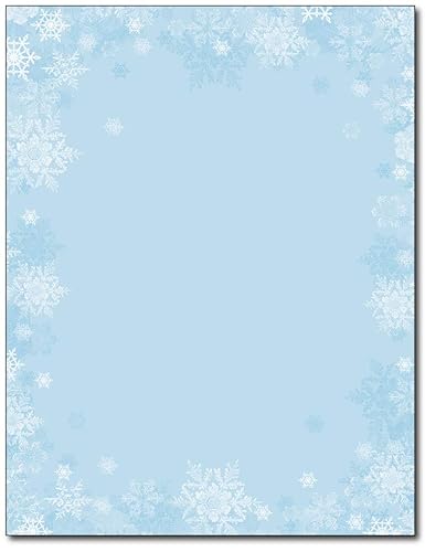 Blue Snowflake Border Holiday Stationery, 80 Sheets