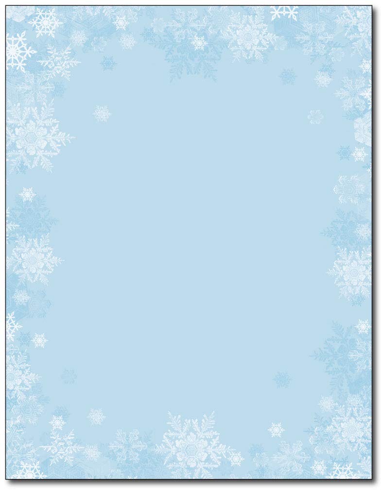 Blue Snowflake Border Holiday Stationery, 80 Sheets