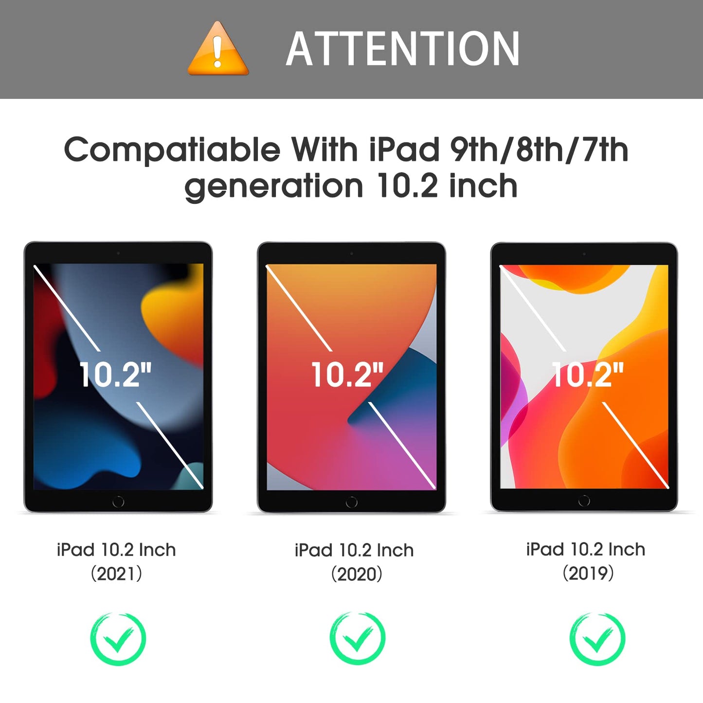 [2 Pack] Screen Protector Compatible with iPad 9th 8th 7th Generation (10.2 Inch, iPad 9/8/7, 2021&2020&2019) Tempered Glass/Apple Pencil Compatible