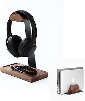 Walnut Headphone and Laptop Stand