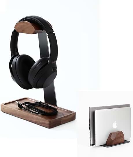 Walnut Headphone and Laptop Stand
