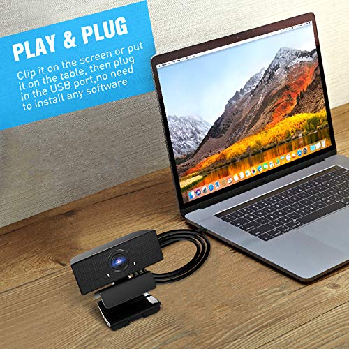 1080P Webcam with Microphone, USB 2.0 Desktop Laptop Computer Web Camera with Auto Light Correction, Plug and Play, for Windows Mac OS, for Video Streaming, Conference, Gaming, Online Classes