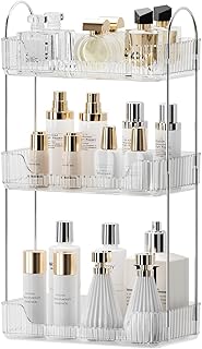 Three-tier clear bathroom countertop organizer