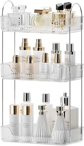 Three-tier clear bathroom countertop organizer