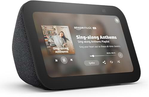 Smart Display with Alexa, Clear Sound, Charcoal