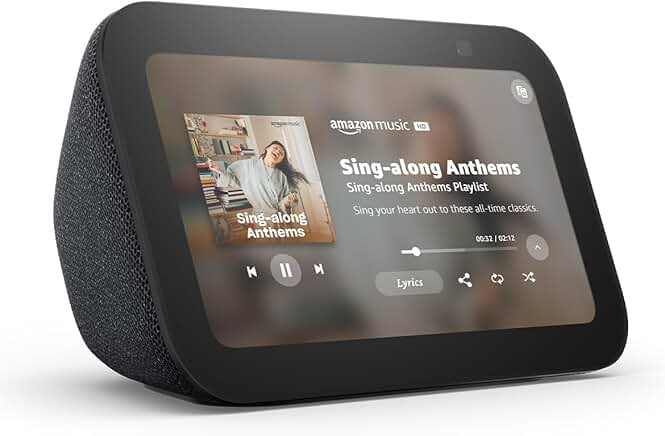 Smart Display with Alexa, Clear Sound, Charcoal