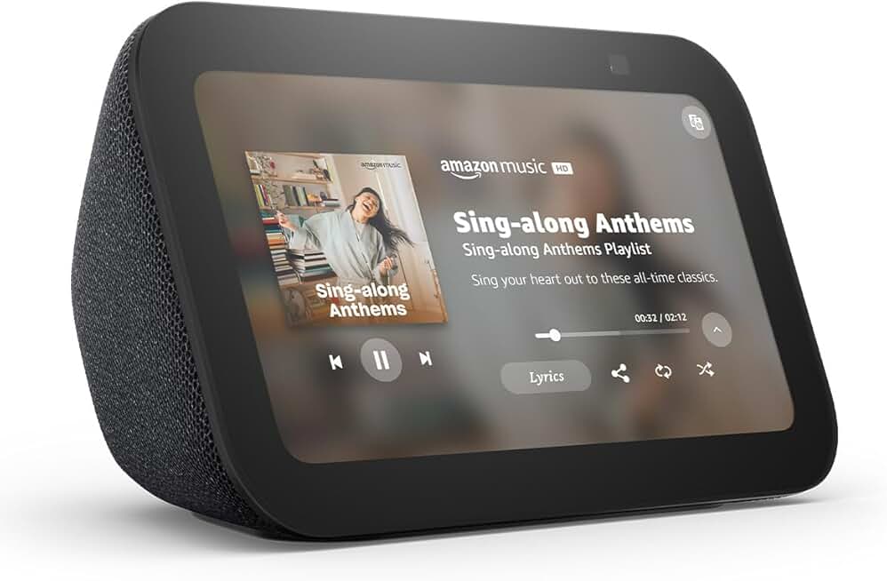Smart Display with Alexa, Clear Sound, Charcoal