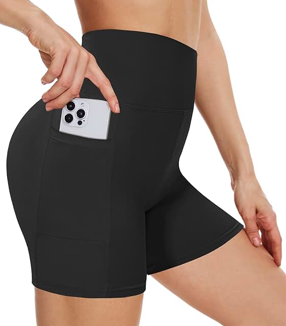 High Waist Biker Shorts for Women with Pockets