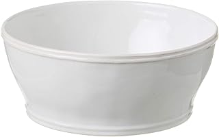 White ceramic stoneware serving bowl, 9.5" x 4", 98 oz