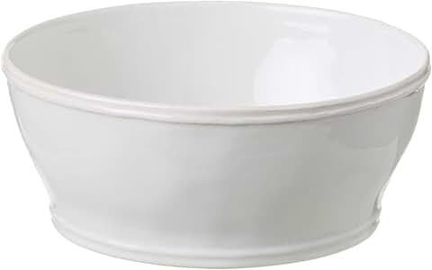 White ceramic stoneware serving bowl, 9.5" x 4", 98 oz