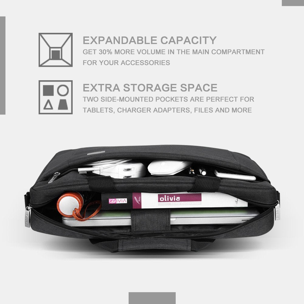 17 17.3 Inch Laptop Bag Briefcase, Expandable Multi-function Shoulder Messenger Bag, Waterproof Computer Carrying Case with Organizer Pocket for Men Women, Business Travel College School