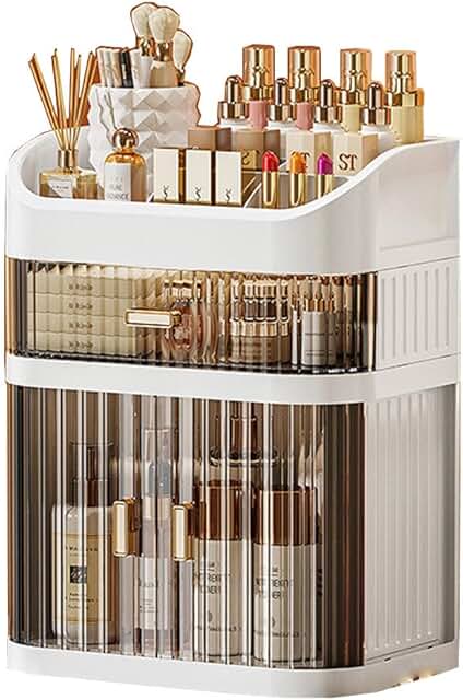 Sliding Door Makeup Storage Organizer with Drawer