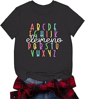 Funny Vintage Teacher Letter Print T-Shirt for Women