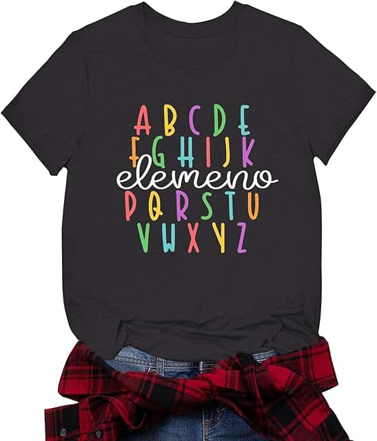 Funny Vintage Teacher Letter Print T-Shirt for Women