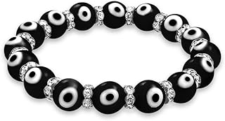 Colorful Translucent Turkish Glass Bead Evil Eye Stretch Bracelet