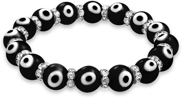 Colorful Translucent Turkish Glass Bead Evil Eye Stretch Bracelet