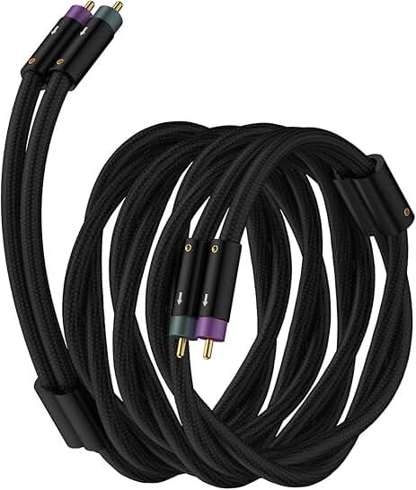 Silver Plated RCA Audio Cable, 3.28ft, Black